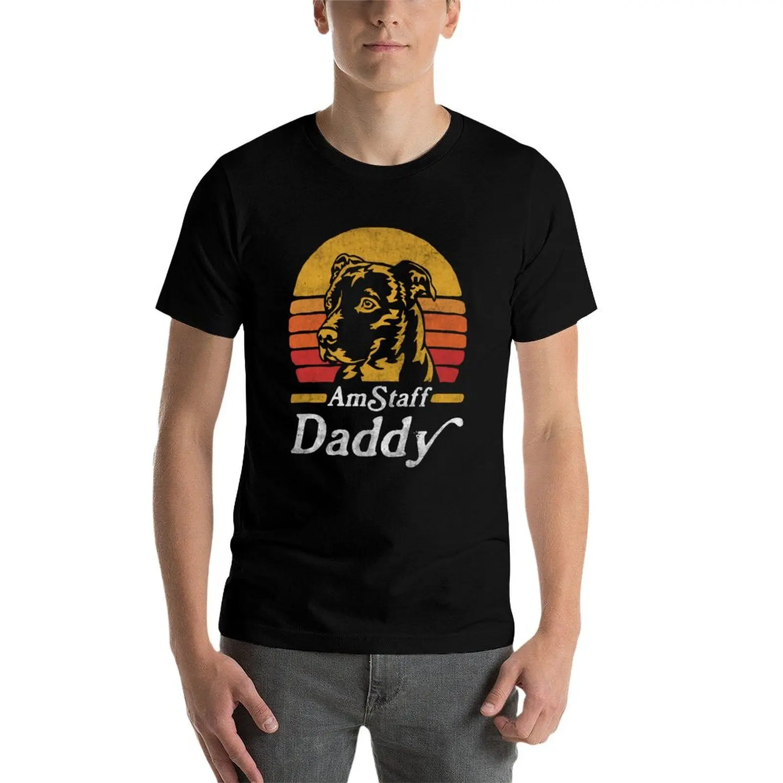 Фото Футболка в стиле ретро Vintage AmStaff Daddy, мужская футболка из 100% хлопка, незаменимая футболка, мужские футболки, хлопковая футболка №3