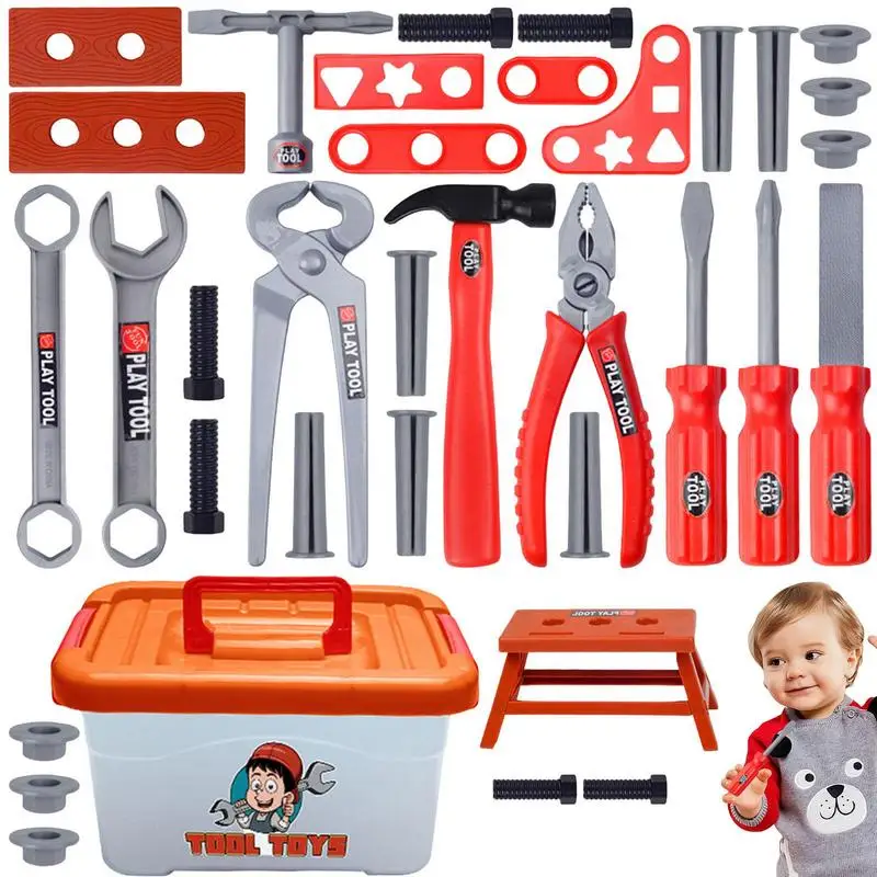 Toddler Toy Tool Set 39pcs Kids Tool Set With Tool Box Toddler Pretend Play Tools For Boys Girls Tool Toys
