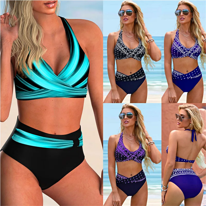 

2022 New Swimwear Sexy High Waist Printed Women's Bikini Suit Beachwear Push Up Swimwear Women's Swimwear Two Piece