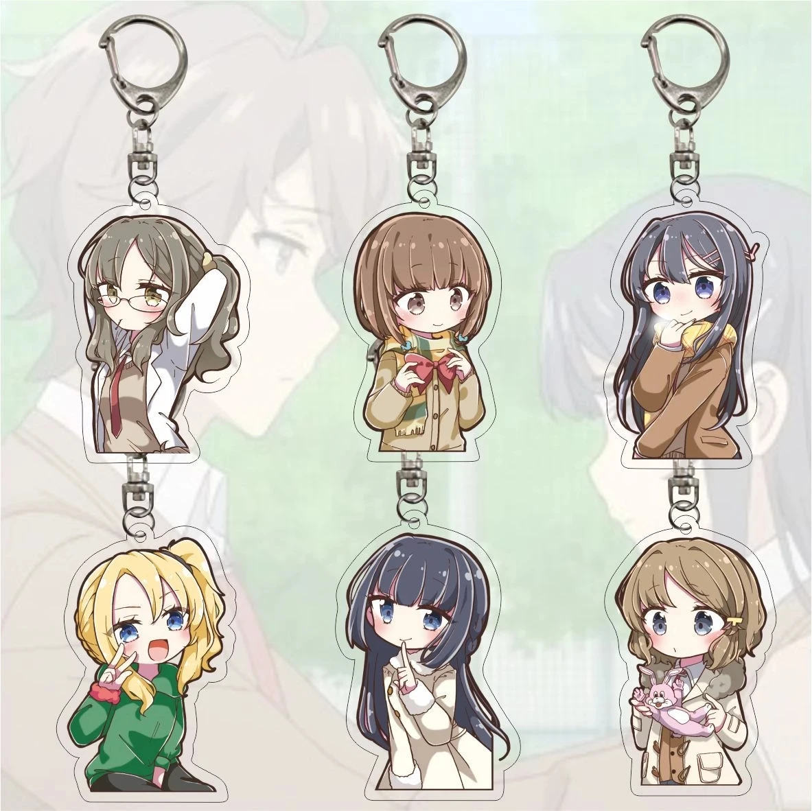 

Anime Rascal Does Not Dream of Bunny Girl Keychain Sakurajima Mai Futaba Rio Makinohara Shoko Acrylic Cartoon Figure Key Rings