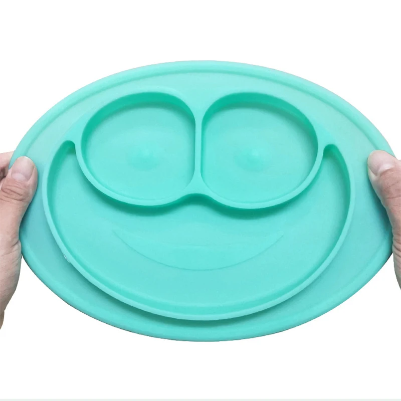 Baby Feeding Plates Solid Soft Silicone Sucker Baby's Food Container Infant Children Dishes Eating Kids Cute Tableware Plate
