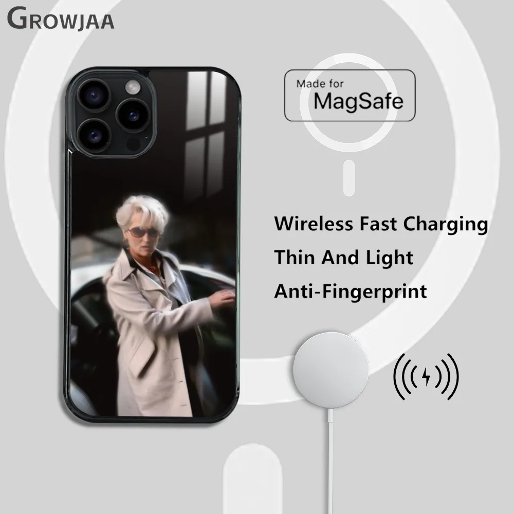 M-erY-l S-strE-Eep Famous Actor Phone Case For iPhone 16 15 14 13 12 11 Pro Max Plus Mini Magsafe Mirror Wireless Magnetic Cover