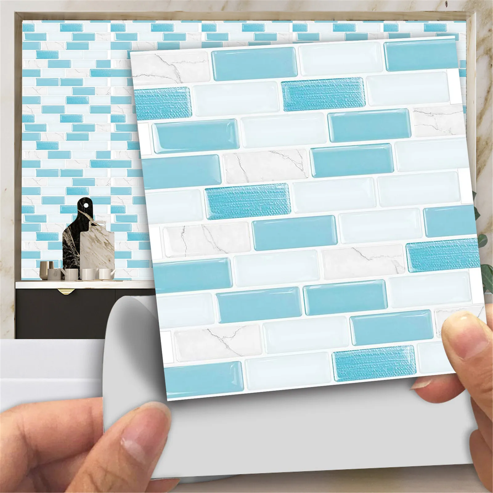 10 шт. плоская мраморная мозаика тисненая плитка наклейка для кухни ванной