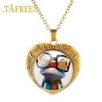 new cartoon with glasses necklace fairy pug monkey tortoise art oil painting jewelry necklace for kid girls gift tb59