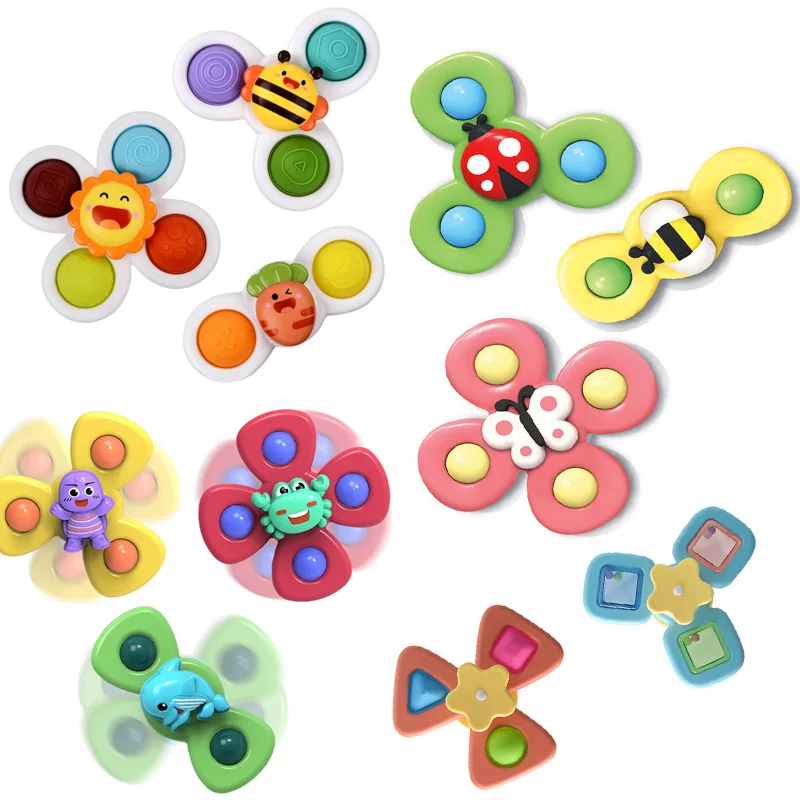 

One Set Fidget Spinner Toys ABS Colorful Insect Gyro Relief Stress Spinning Baby Bath Toys for Kids Hand Fingertip Rattle Toys