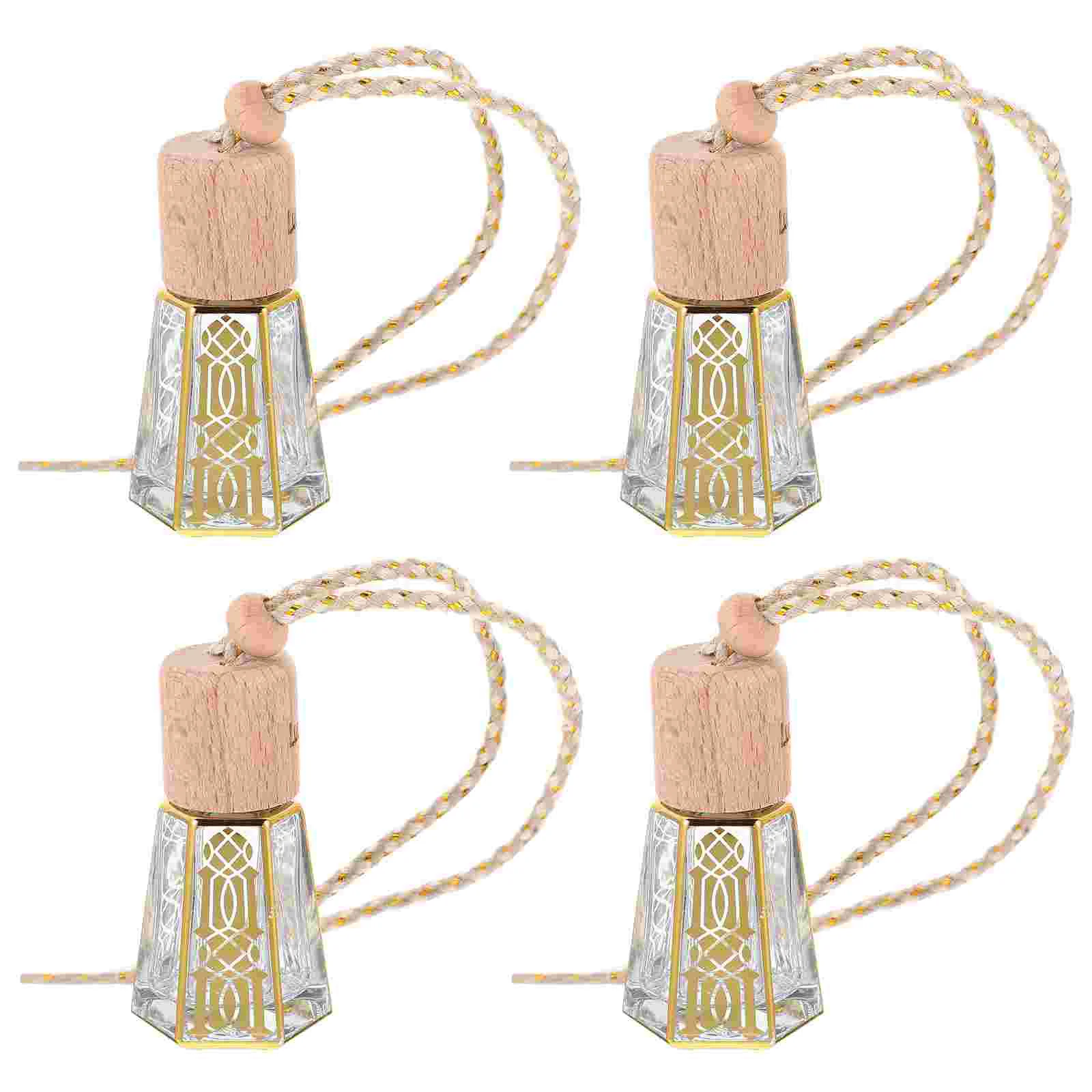 

4Pcs Empty Fragrance Bottles Hanging Car Perfume Bottles Delicate Glass Aroma Bottles
