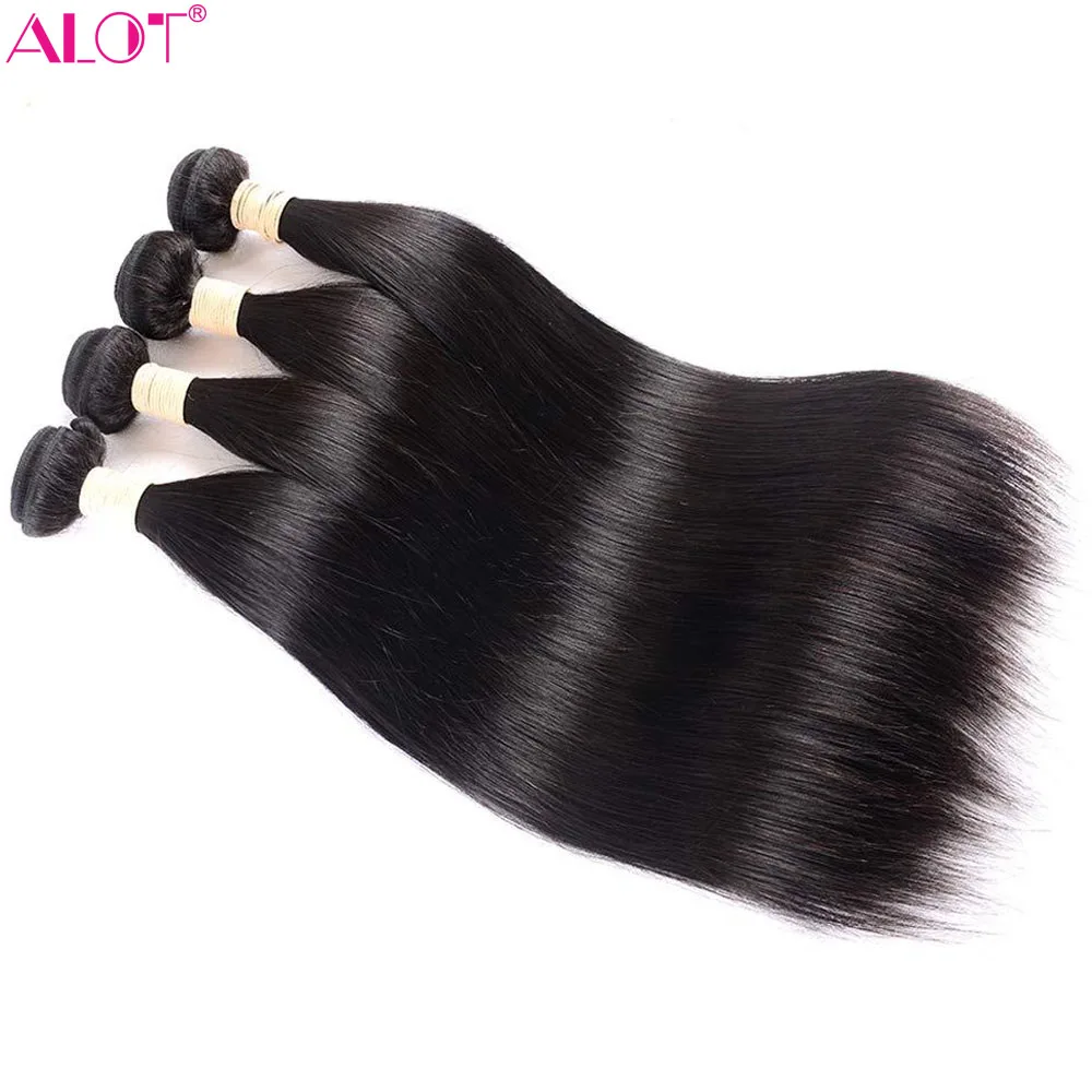 ALOT бразильские прямые человеческие волосы с текстурой Remy Grade 100% объемные