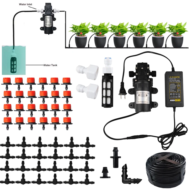 10/20/30M Water Electric Sprayer With Pump Drip Irrigation System Adjustable Nozzle Automatic Sprinkler For Greenhouse