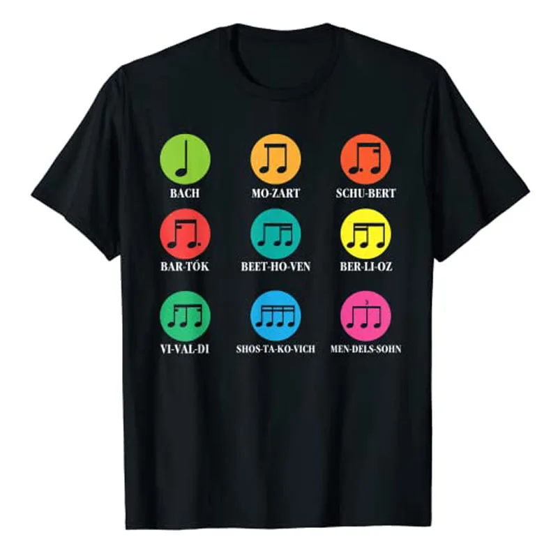 

Классические композиторы, Классическая футболка с музыкальными нотами, эстетическая одежда для женщин и мужчин, графическая футболка для л...