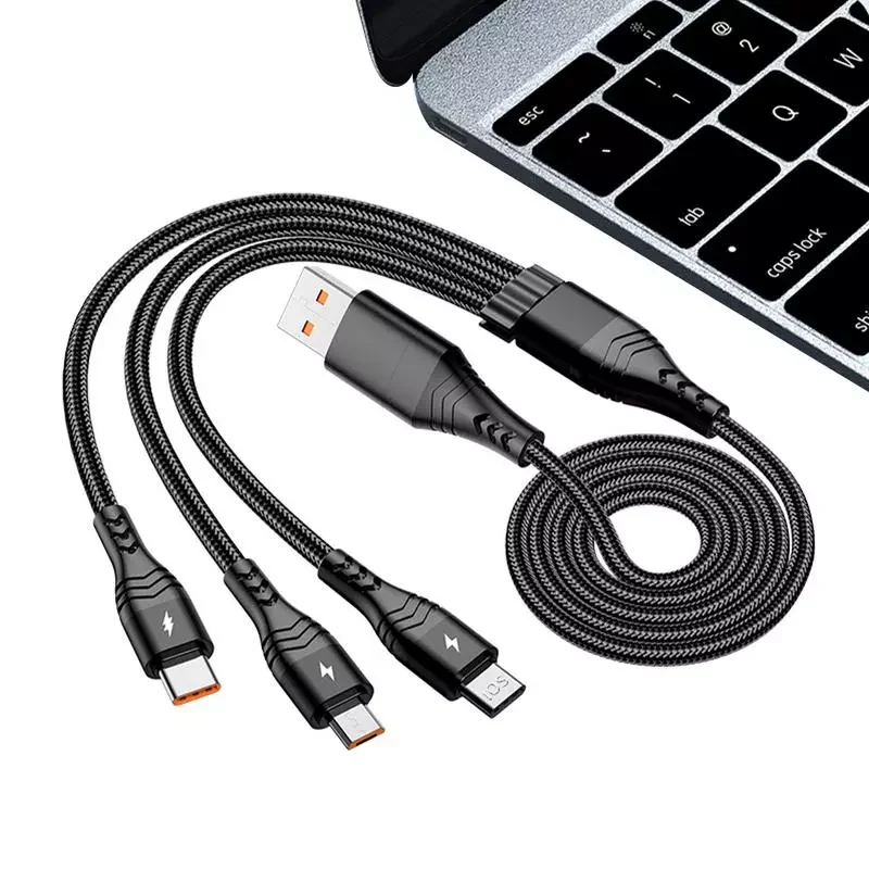 

6-In-1 Fast Charging Data Multi Charging Cord Compatible With Ios Android Mobile Phones And Electronic Devices Tablets