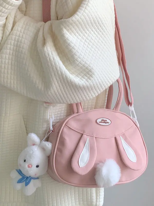 

Large Capacity Kawaii Tote Bag 2023 New Sweet Cute Rabbit Crossbody Bags Ears Bunny Canvas Shoulder Bags Teenage Girls