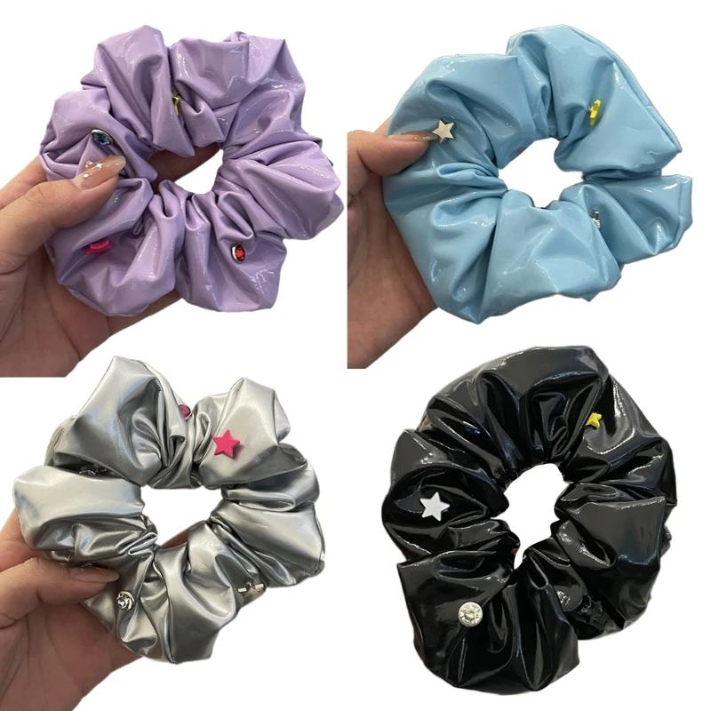 

Резинка для волос из лакированной кожи, женские крутые резинки для волос, повседневные аксессуары для волос HXBA