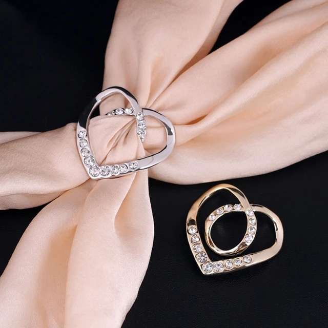 Clothes Corner Knotted Button Scarf Rings Clip Fashion Silk Buckle Heart  Metal Knot Button Lady Waist T-Shirt Tie Clips