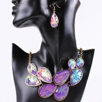 le fashion jewelry set natural stone statement necklace set water drop turquoise jewelry sets
