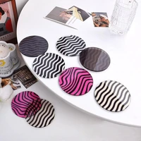 acrylic zebra pattern insulation pad modern home livingroom dining table decoration items round coffee tea drink coasters