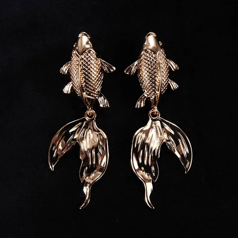 Серьги-подвески WEALTHYBOO Золотые рыбки из нержавеющей стали