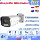 IMX415 4K 8 Мп POE цилиндрическая IP-камера совместимая с Hikvision светильник IR автоматический переключатель CCTV Обнаружение движения домашнее наблюдение