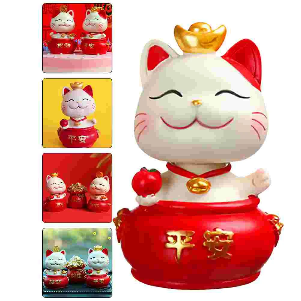 

Cat Lucky Figurines Statue Figurine Japanese Ornament Fortune Figure Dashboard Wealth Car Maneki Neko Mini Money Resin Fengshui