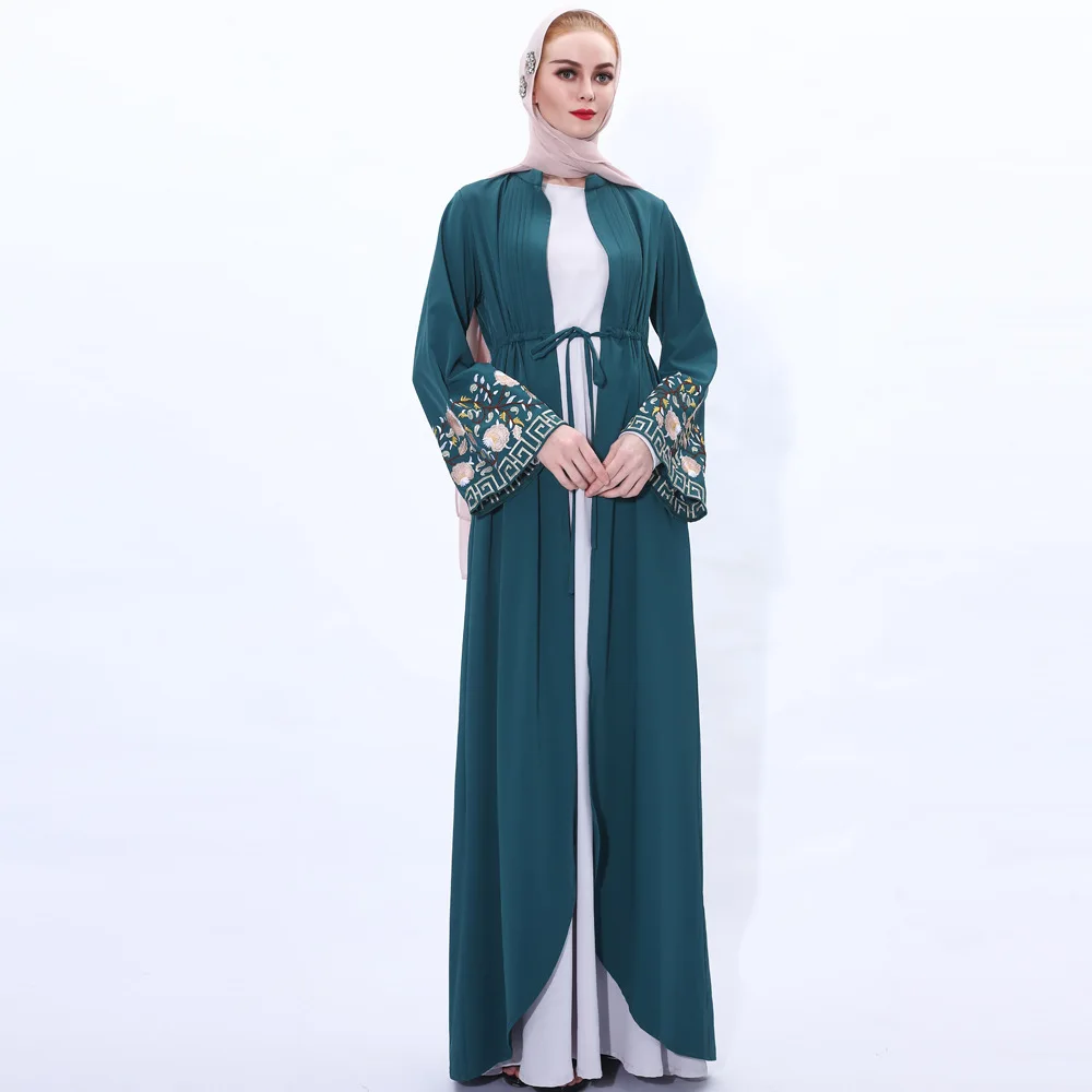 Robe Femme Musulmane Muslim Fashion Cardigan Tourism Embroidery Women Dress Kimono Belt Dubai Abaya Turkey