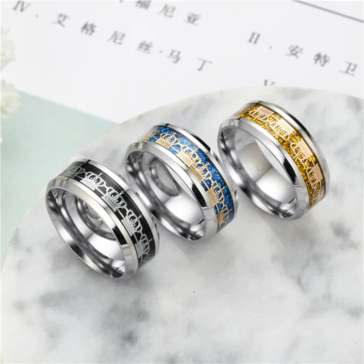 

European And American Fashion Popular Titanium Steel Crown Ring Jewelry Personality Creative Index Finger Tail Ring