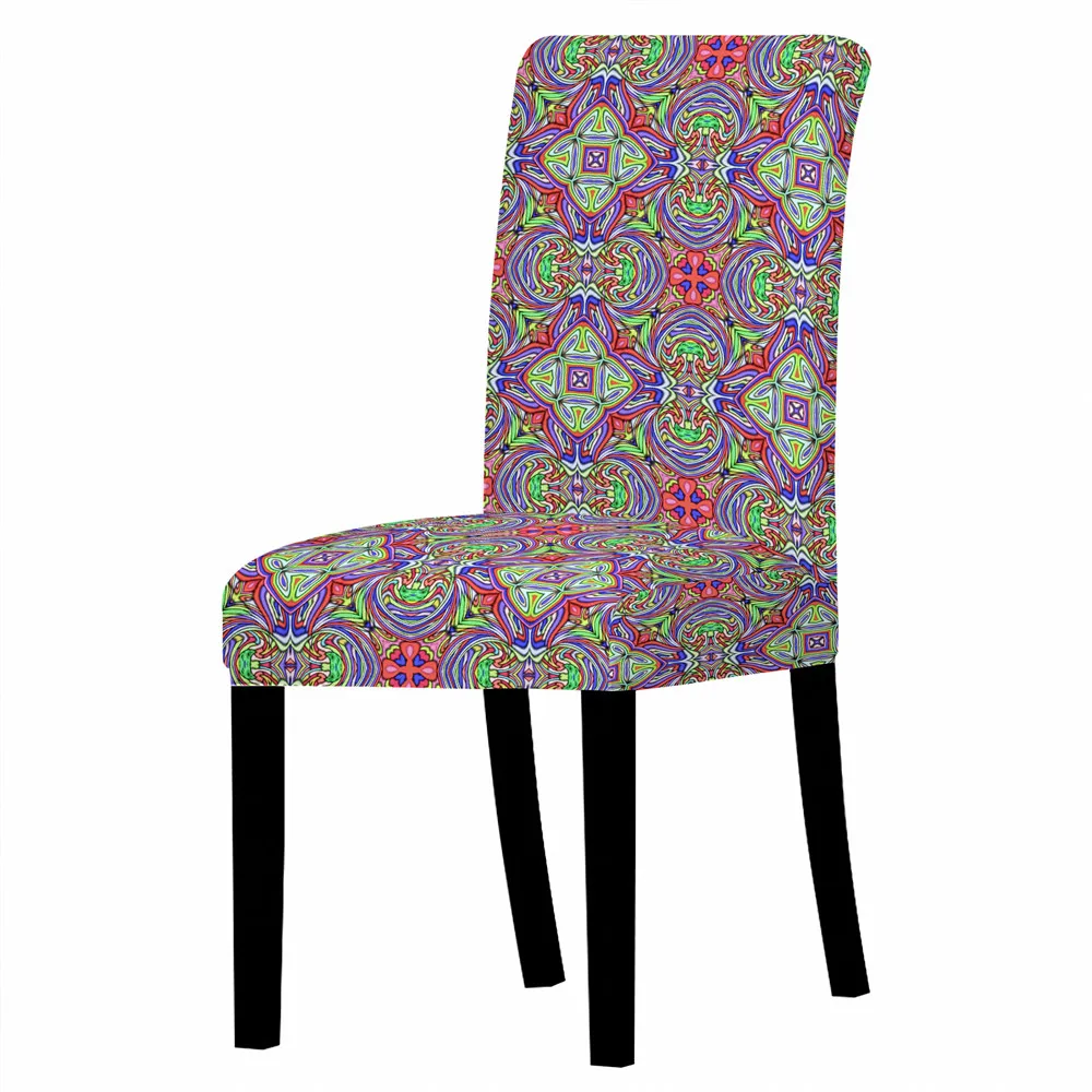 

Boho Mandala Print Home Decor Chair Cover Removable Anti-dirty Dustproof Stretch Chair Cover Chairs for Bedroom Dining Chairs