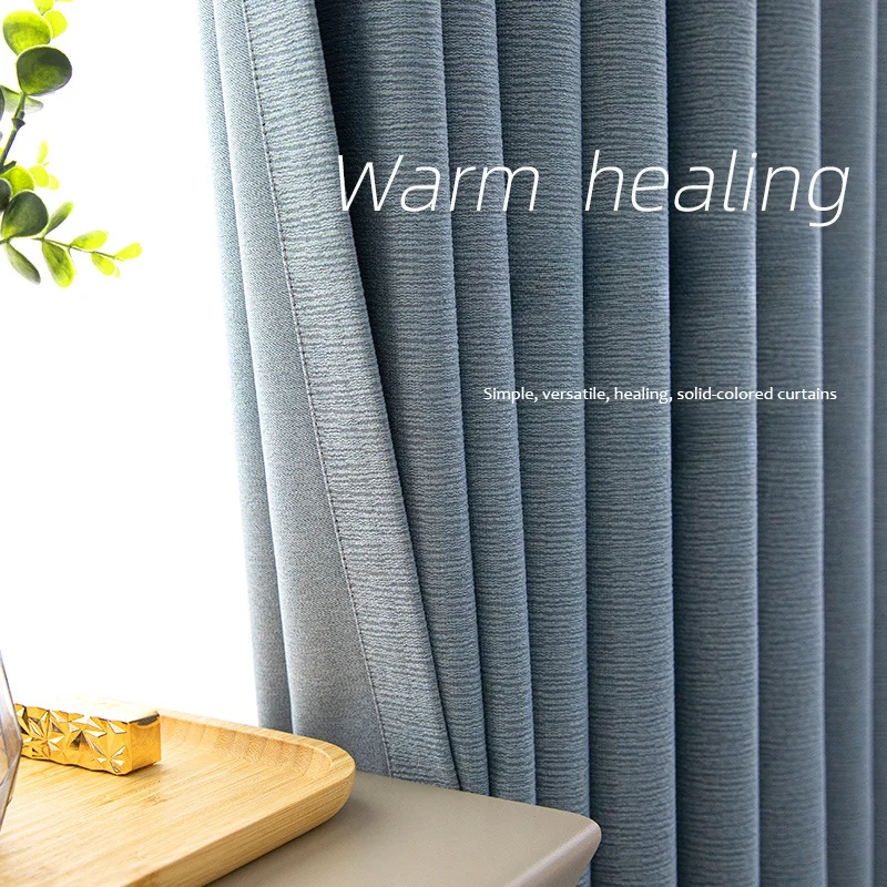 

Modern Japanese Curtains for Living Room Linen Gray Blue Milk Tea Color Cortina Bedroom Balcony Bay Window Blackout Curtains