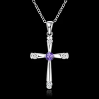 fashion 925 stamp silver crystals cross pendant diamond necklace for women 18 inch christmas gift luxur party wedding jewelry