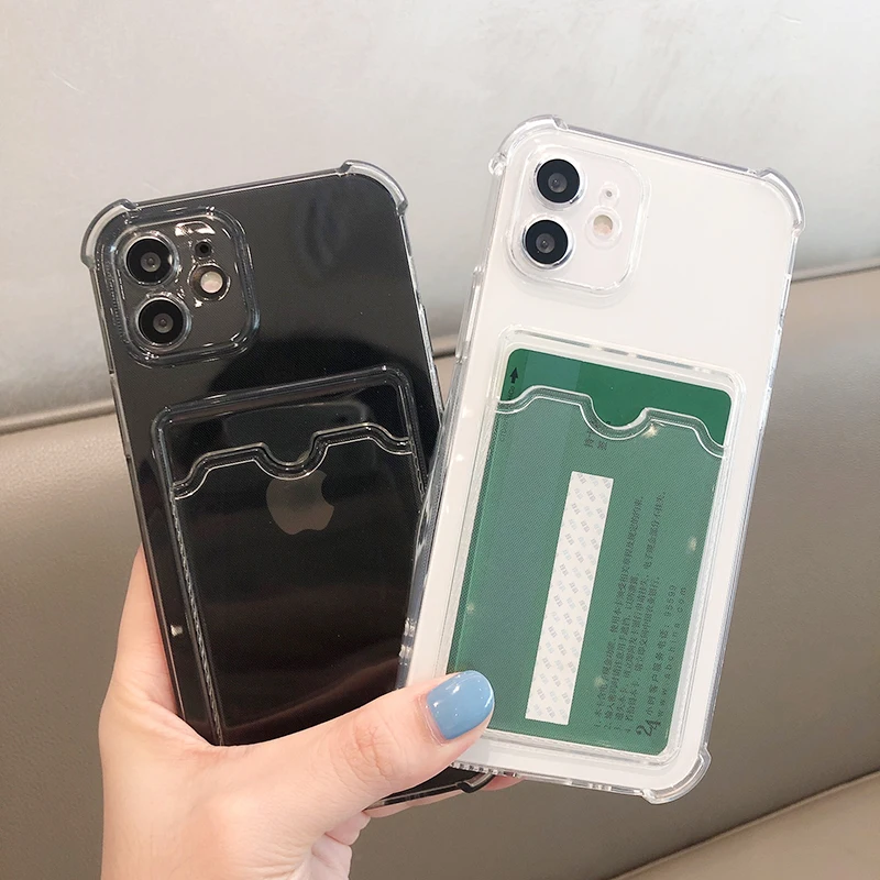 

Shockproof Silicone Phone Case For iPhone 13 12 11 Pro XS Max Lens Protection on iPhone SE X XS XR 7 8 Plus Card Case Back Cover