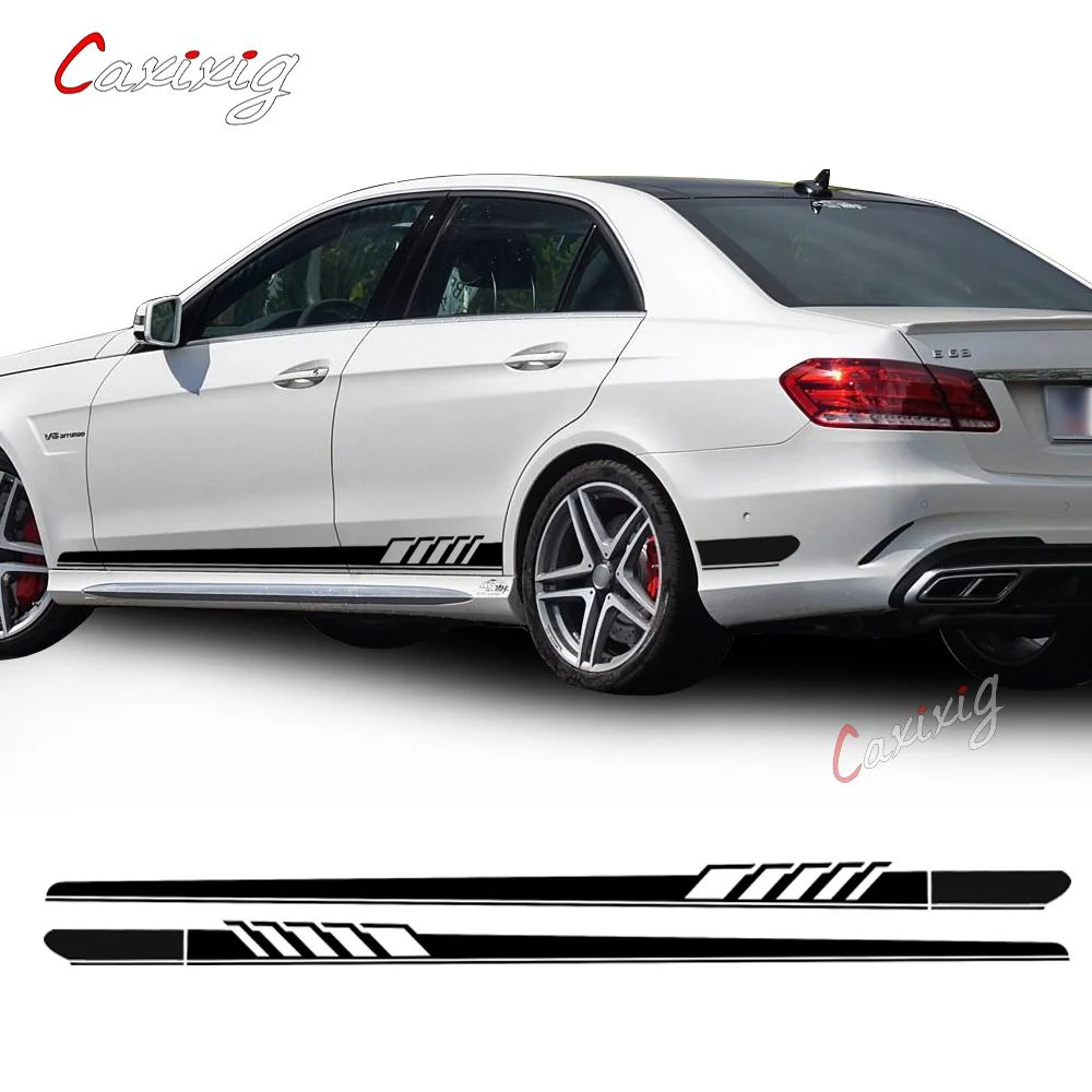 

NEW Edition 1 Style Side Stripe Sticker for Mercedes Benz W212 E Class E63 AMG Decal Stickers-Black/SilverGrey/White/5D Carbon