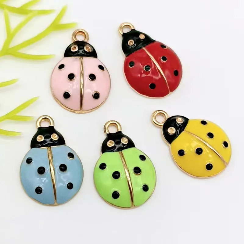

10 шт. 17*14 мм, Золотая божья коровка, эмалированный сплав, аксессуары для браслетов «сделай сам», ожерелье, аксессуары «сделай сам», Ювелирная ...