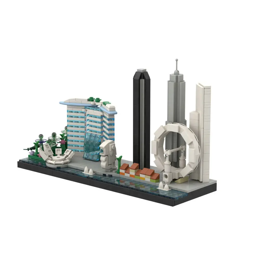Модель здания сингапурской архитектуры Skyline 504 деталей набор игрушек MOC Build