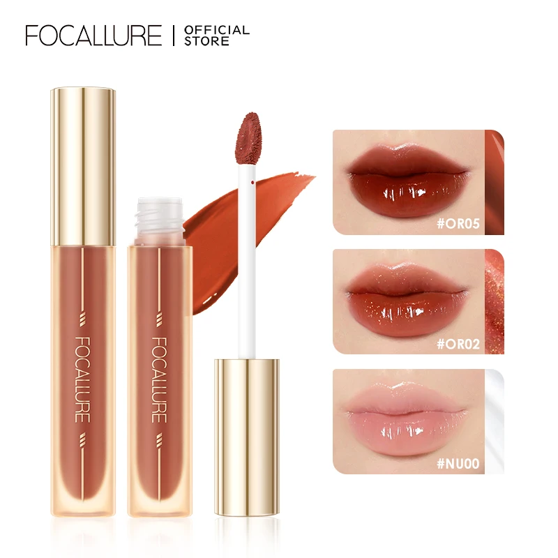 

FOCALLURE Pearlescent Lip Gloss Moisturizing Long Lasting Glitter Liquid Lipstick Red Nude Lip Blam Beauty Lips Makeup Cosmetics