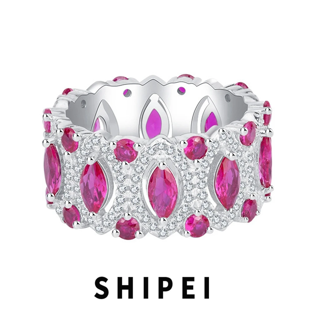 

SHIPEI винтажное однотонное кольцо из серебра 925 пробы с рубиновым камни с огранкой камни драгоценные камни обручальное кольцо ювелирные изде...