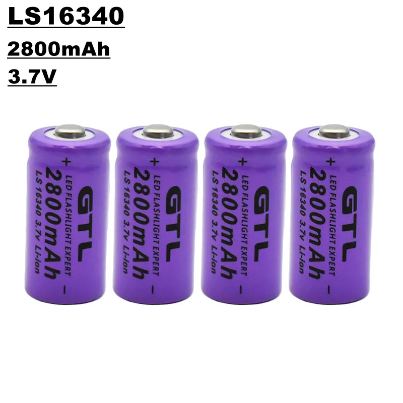 

16340 lithium ion rechargeable battery, 3.7V, 2800 MAH, suitable for LED flashlight, photoelectric / medical equipment, etc
