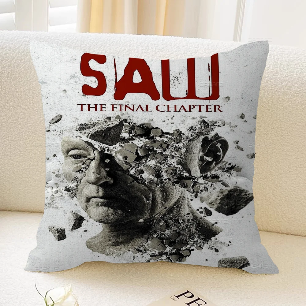 Horror Movie Saw Pillow Covers Cartoon Sofa Decorative Home Double-sided Printing Short Plush Cute Cushion Cover