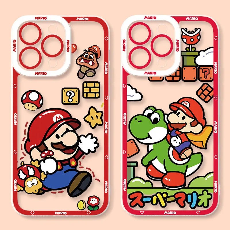 The Super Marios Bros Phone Case for iPhone 14 Pro Max 13 12 Mini 11 Pro XR XS X 8 7 6 6S Plus SE 2020 Clear Soft Silicone Cover