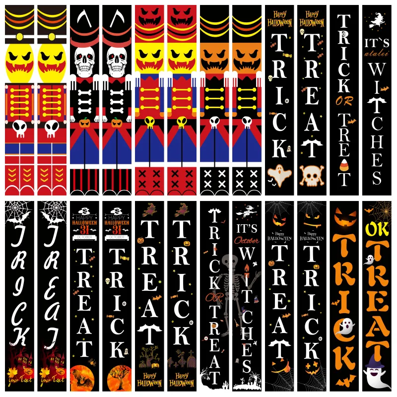 

1pair Halloween Hanging Couplet Happy Trick or Treat Door Couplet Halloween Party Hanging Flags Halloween Decoration Banners