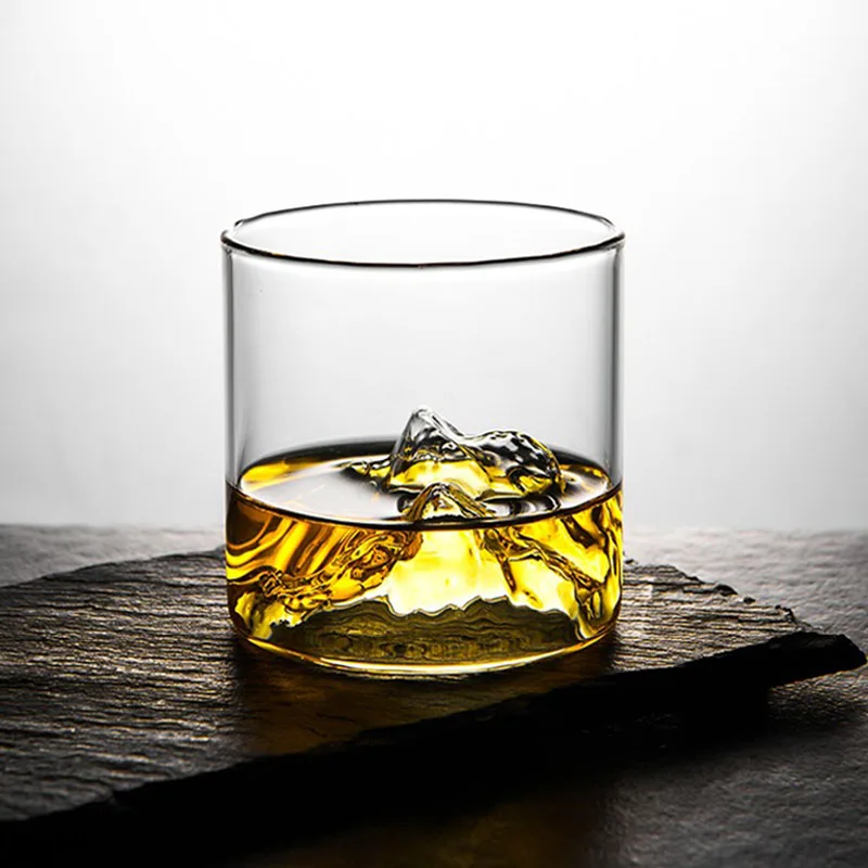 

Japan 3D Mountain Whiskey Glass Glacier Old Fashioned Whisky Rock Glasses Cocktail Glass Vodka Cup Wine Beer Tumbler For Ba