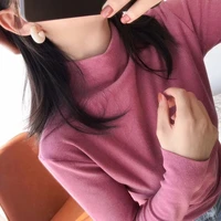 women sweater autumn and winter women clothing bottomed blouse womens half high collar solid color high elastic warm shirt