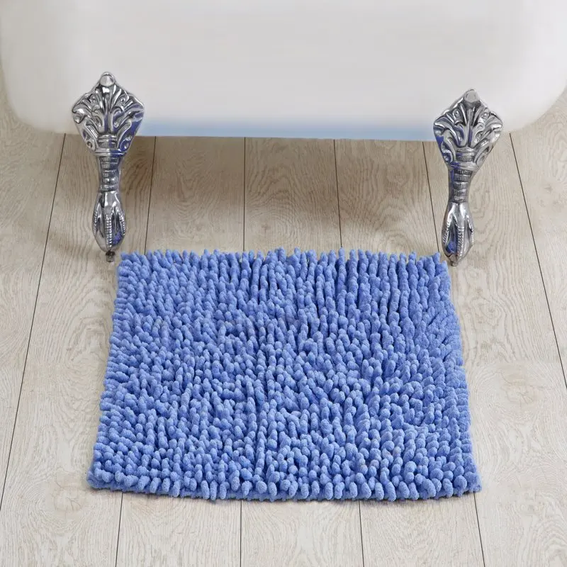 

Loopy Chenille 100% Cotton 24" Square Bath Rug - Blue for living room