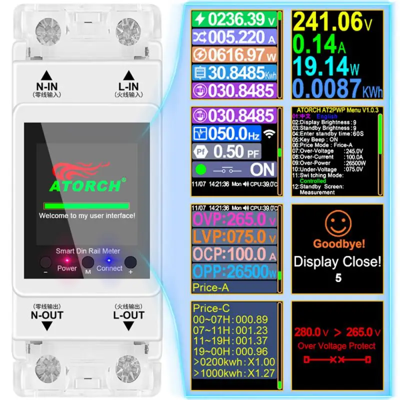 

Electricity Meter Single-phase Energy Meter 85-265 (v) Accurate Power Monitor Household Power Monitor Smart Meter 100a Live View