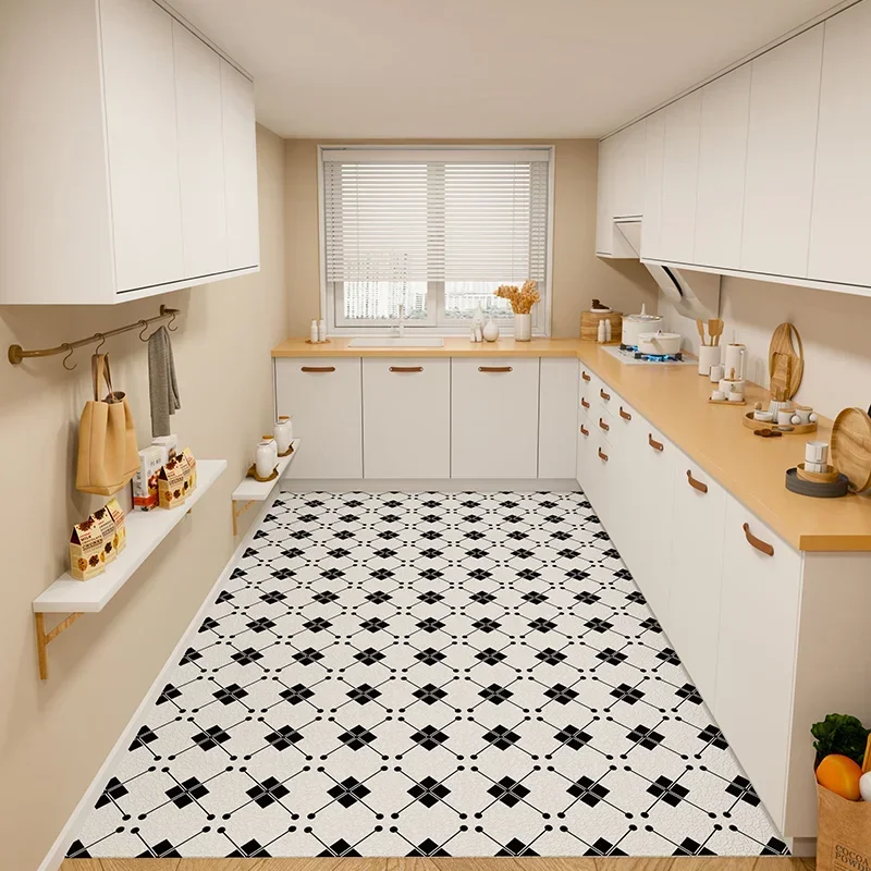 

Кухонный напольный коврик Виниловый ковер ПВХ Кожаные коврики Водонепроницаемый маслостойкий большой ковер Украшение дома Нескользящий 주방 발매트 대형주방매트 Для Кухни