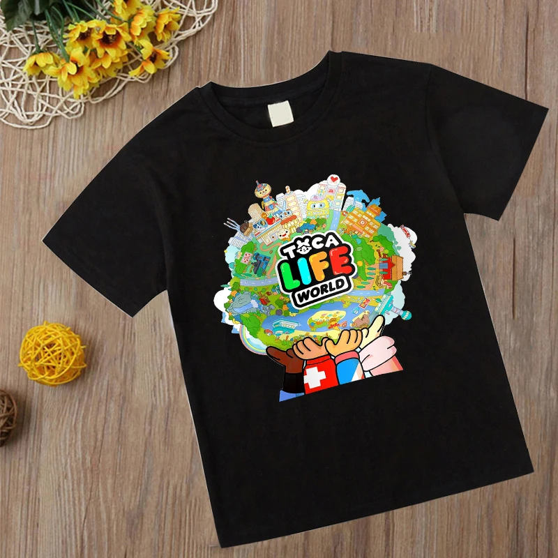 

Toca Life World Summer T Shirt Toddler Kid Baby Boys Girls Clothes Short Sleeve Cartoon Video Game Tshirt Children Tops Tees