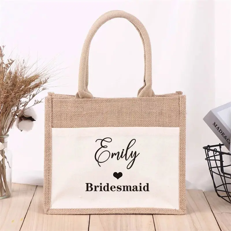 

Bridesmaid Tote Bag Gift Bag For Bridesmaid Tote Personalized Tote Bag Personalised Name Reusable Shopping Storage Decoration
