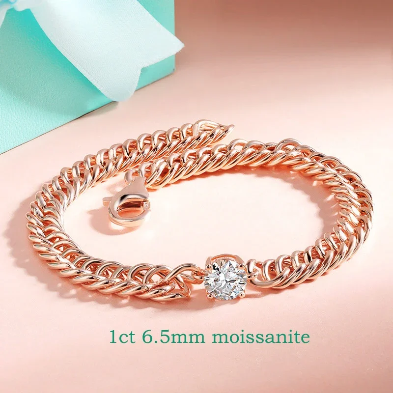 Smyoue 1 карат D цвет муассанит серебряный браслет для женщин и мужчин классические