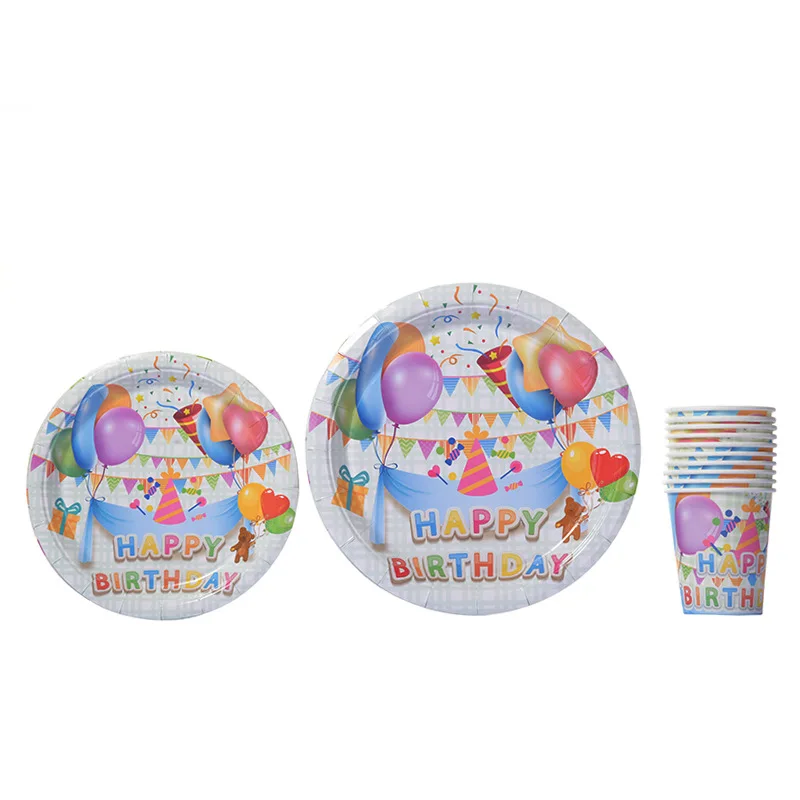 

JOYMEMO Children's Day Birthday Party Supplies Disposable Tableware Set Paper Cups Plates Party Decoration Cartoon Animals