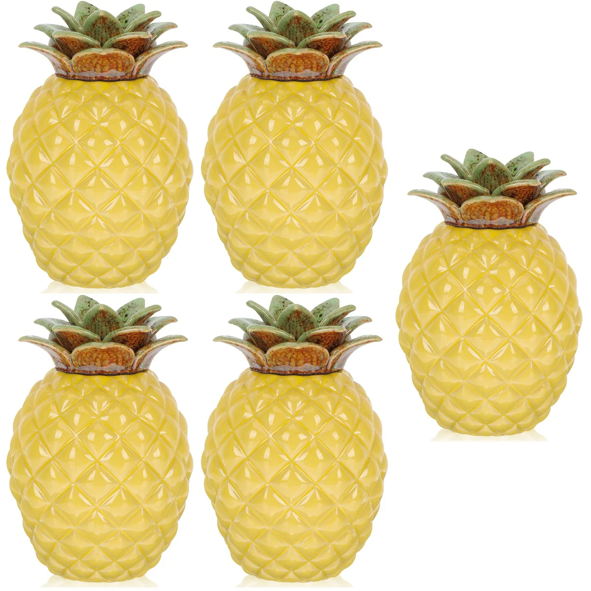 

5pcs Tea Storage Jar Ceramic Candy Tea Container Sealed Pineapple Shaped Tea Holder with Lid