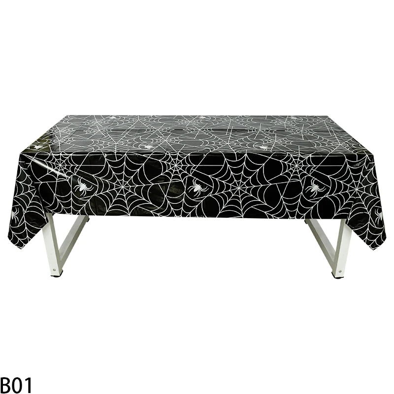 

Одноразовая скатерть на Хэллоуин черная белая паутина