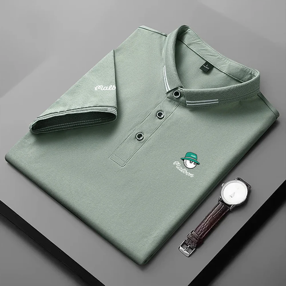 Golf Shirt for Men Summer High Quality Golf Clothing Men Stripe Short Sleeve Golf T-shirt Cotton Thin Business Men's Polo Shirt