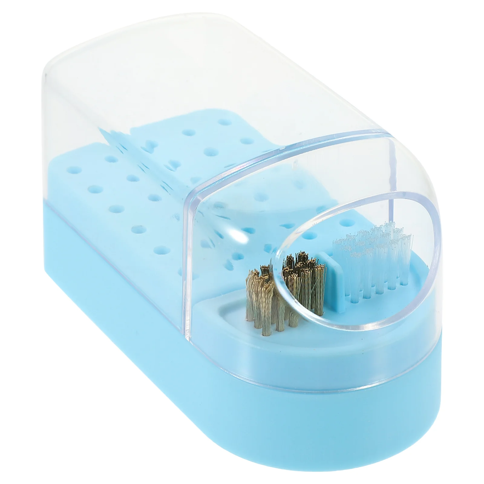 

Reusable Nail Drill Bits Storage Case Manicure Cleaning Brush Clear Holder